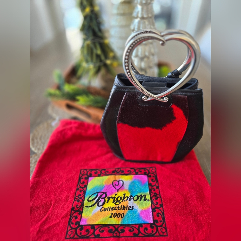 Brighton Corazon Leather Mini Bag – Red Faux Fur Accent! ✨